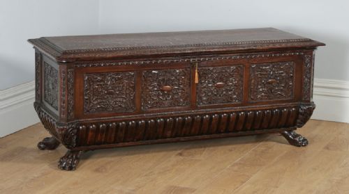 fig 1. Antique Italian Renaissance Carved Oak Carved Marriage Cassone Chest Coffer Trunk (Circa 1820)