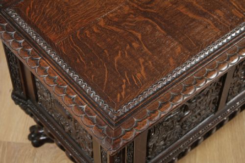 fig 4. Antique Italian Renaissance Carved Oak Carved Marriage Cassone Chest Coffer Trunk (Circa 1820)