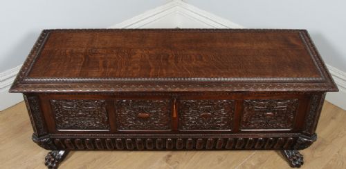 fig 5. Antique Italian Renaissance Carved Oak Carved Marriage Cassone Chest Coffer Trunk (Circa 1820)