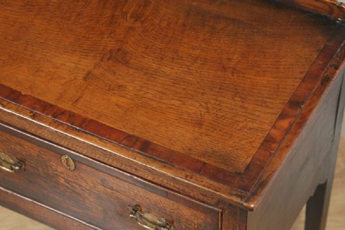 fig 6. Antique English Georgian Oak 6ft Low Three Drawer Dresser Base Sideboard (Circa 1810)