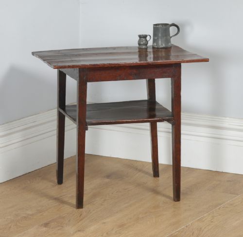 Antique English 18th Century Georgian Oak & Elm Occasional Side Hall Table (Circa 1720)