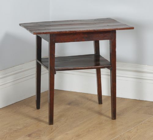 fig 1. Antique English 18th Century Georgian Oak & Elm Occasional Side Hall Table (Circa 1720)