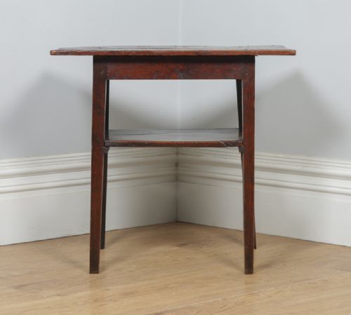 fig 2. Antique English 18th Century Georgian Oak & Elm Occasional Side Hall Table (Circa 1720)