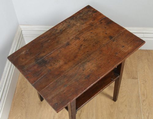fig 3. Antique English 18th Century Georgian Oak & Elm Occasional Side Hall Table (Circa 1720)