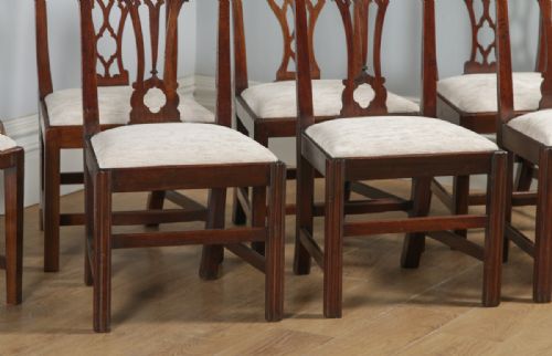 fig 3. Antique English Set of Eight 8 Georgian Chippendale Mahogany Dining Chairs (Circa 1780)