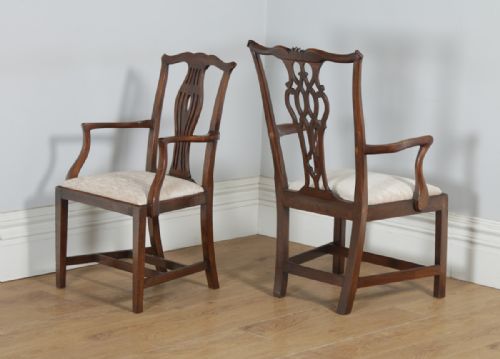 fig 5. Antique English Set of Eight 8 Georgian Chippendale Mahogany Dining Chairs (Circa 1780)