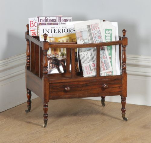 fig 1. Antique English Georgian Regency Rosewood Canterbury Magazine Rack Tidy (Circa 1830)