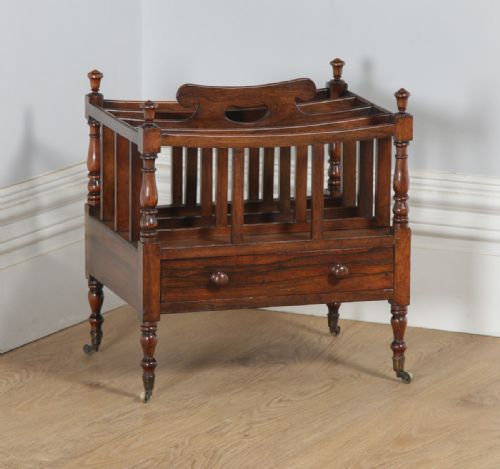 Antique English Georgian Regency Rosewood Canterbury Magazine Rack Tidy (Circa 1830)