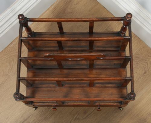 fig 5. Antique English Georgian Regency Rosewood Canterbury Magazine Rack Tidy (Circa 1830)