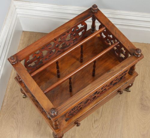 fig 3. Antique English Victorian Rosewood Canterbury Fretwork & Inlaid Magazine Rack Tidy (Circa 1860)