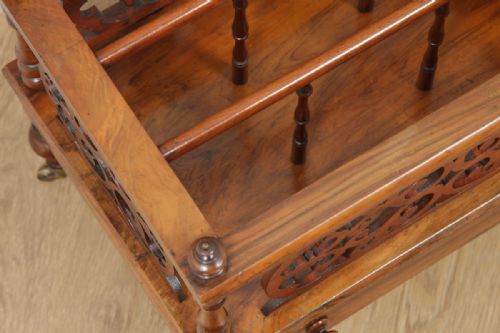 fig 4. Antique English Victorian Rosewood Canterbury Fretwork & Inlaid Magazine Rack Tidy (Circa 1860)