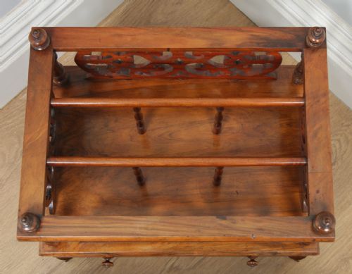 fig 5. Antique English Victorian Rosewood Canterbury Fretwork & Inlaid Magazine Rack Tidy (Circa 1860)