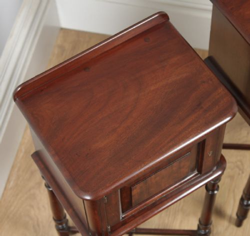 fig 4. Antique Pair of English Victorian Mahogany Bedside Cabinet Pot Cupboard Night Stands (Circa 1880)