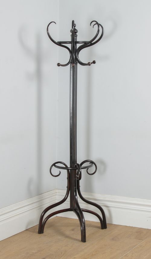 fig 1. Antique English Edwardian Bentwood Coat, Hat, Stick & Umbrella Demi Lune Hallstand Hall Stand (Circa 1920)