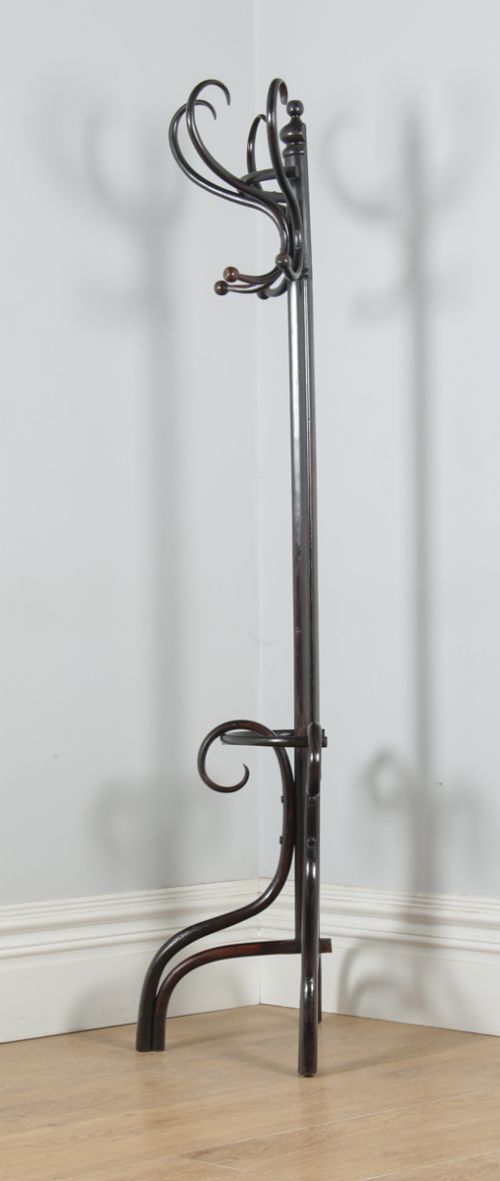 fig 6. Antique English Edwardian Bentwood Coat, Hat, Stick & Umbrella Demi Lune Hallstand Hall Stand (Circa 1920)
