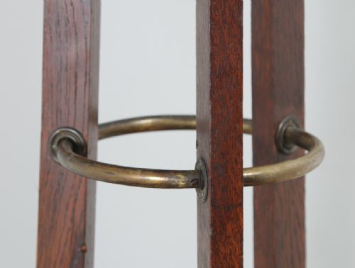 fig 4. Antique Edwardian Oak & Brass Arts & Crafts Coat, Hat, Stick & Umbrella Hallstand (Circa 1910)