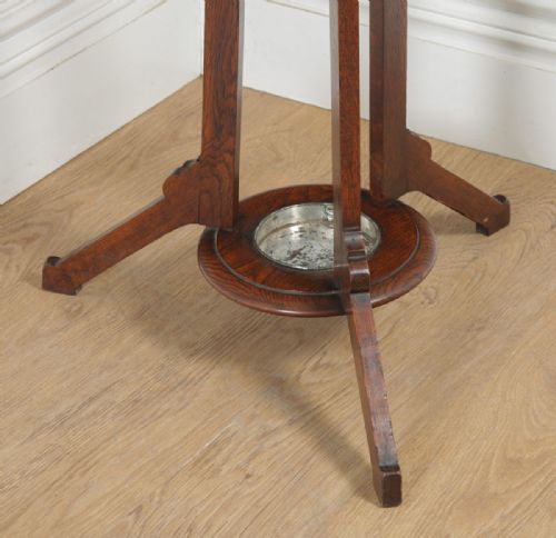 fig 5. Antique Edwardian Oak & Brass Arts & Crafts Coat, Hat, Stick & Umbrella Hallstand (Circa 1910)
