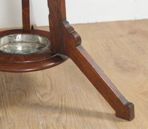 fig 6. Antique Edwardian Oak & Brass Arts & Crafts Coat, Hat, Stick & Umbrella Hallstand (Circa 1910)