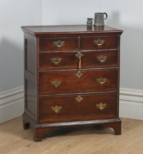 Small Antique English Georgian Oak Bachelors Chest of Drawers (Circa 1740)