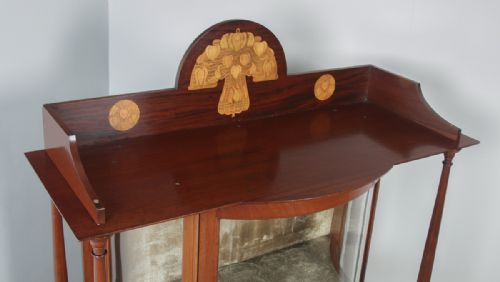 fig 3. Antique Edwardian Art Nouveau Mahogany & Satinwood Inlaid Glass Display Cabinet by D. Hill Carter & Co. of West Hartlepool (Circa 1910)