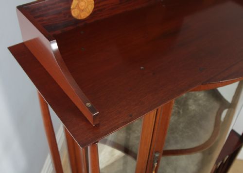 fig 4. Antique Edwardian Art Nouveau Mahogany & Satinwood Inlaid Glass Display Cabinet by D. Hill Carter & Co. of West Hartlepool (Circa 1910)