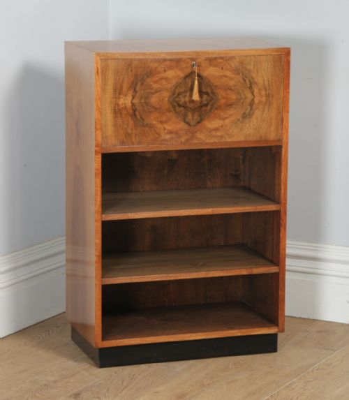 Antique English Art Deco Burr Walnut Office Desk (Circa 1930)