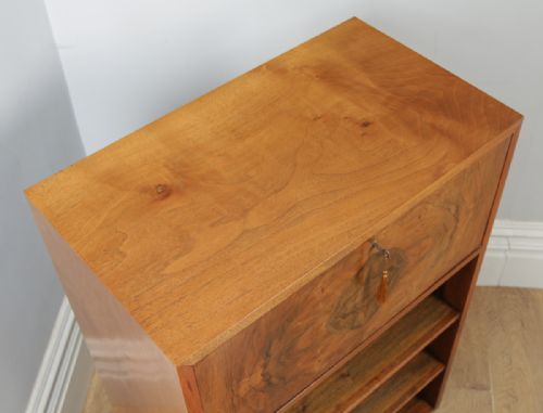 fig 2. Antique English Art Deco Burr Walnut Office Desk (Circa 1930)