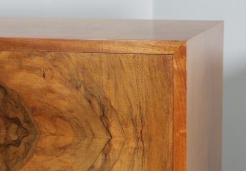 fig 6. Antique English Art Deco Burr Walnut Office Desk (Circa 1930)