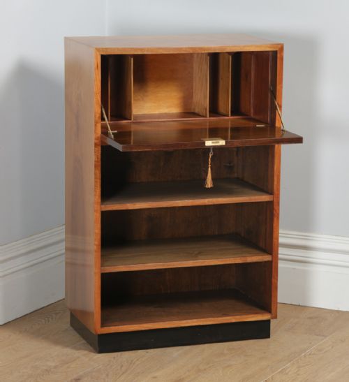 fig 1. Antique English Art Deco Burr Walnut Office Desk (Circa 1930)