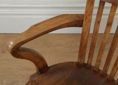fig 4. Antique English Victorian Beech Revolving Office Desk Arm Chair (Circa 1890)