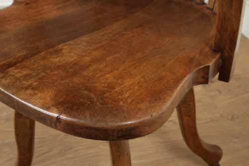 fig 9. Antique English Victorian Beech Revolving Office Desk Arm Chair (Circa 1890)