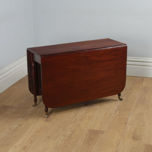 Antique English Georgian Figured Mahogany Drop Leaf Pembroke Dining Table (Circa 1830)