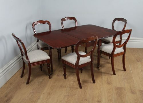 fig 2. Antique English Georgian Figured Mahogany Drop Leaf Pembroke Dining Table (Circa 1830)