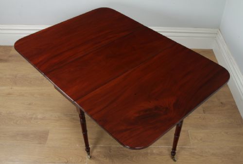 fig 5. Antique English Georgian Figured Mahogany Drop Leaf Pembroke Dining Table (Circa 1830)