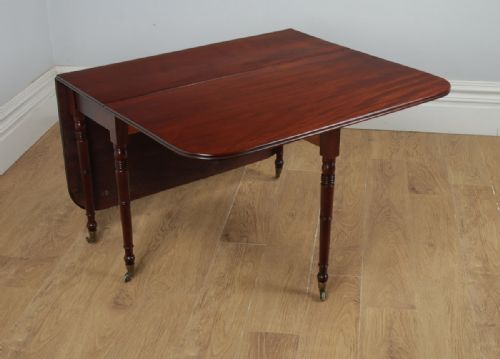 fig 7. Antique English Georgian Figured Mahogany Drop Leaf Pembroke Dining Table (Circa 1830)