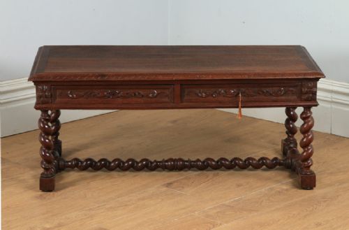 fig 3. Antique French Carved Green Man Oak Rectangular Centre Coffee Table (Circa 1870)