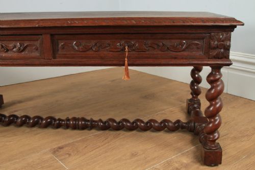 fig 4. Antique French Carved Green Man Oak Rectangular Centre Coffee Table (Circa 1870)