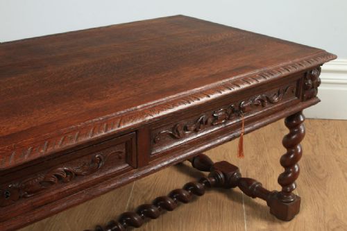 fig 5. Antique French Carved Green Man Oak Rectangular Centre Coffee Table (Circa 1870)