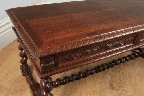 fig 6. Antique French Carved Green Man Oak Rectangular Centre Coffee Table (Circa 1870)