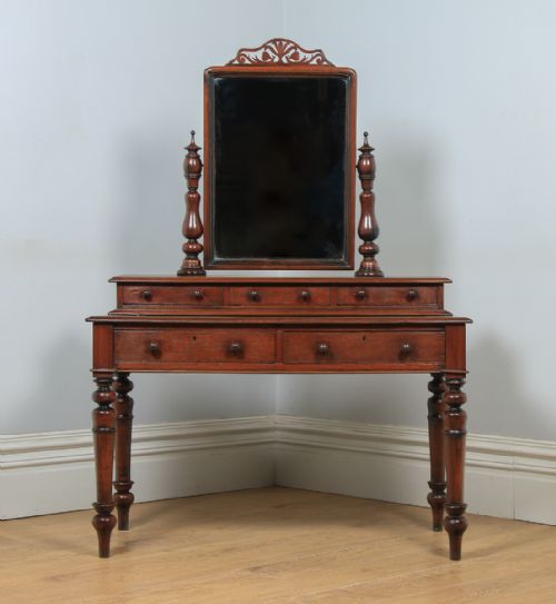 fig 3. Antique Victorian Anglo-Indian Colonial Teak Makeup Dressing Table with Mirror (Circa 1870)