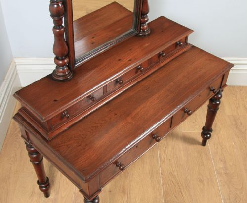 fig 6. Antique Victorian Anglo-Indian Colonial Teak Makeup Dressing Table with Mirror (Circa 1870)