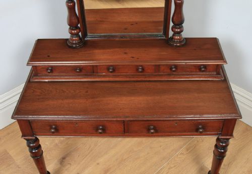 fig 8. Antique Victorian Anglo-Indian Colonial Teak Makeup Dressing Table with Mirror (Circa 1870)