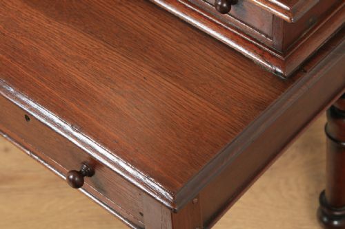 fig 9. Antique Victorian Anglo-Indian Colonial Teak Makeup Dressing Table with Mirror (Circa 1870)