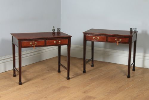 Antique English Pair of Georgian Style Mahogany Occasional Side Hall Writing Tables (Circa 1910)