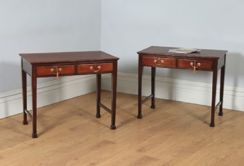 fig 1. Antique English Pair of Georgian Style Mahogany Occasional Side Hall Writing Tables (Circa 1910)