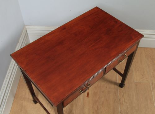 fig 3. Antique English Pair of Georgian Style Mahogany Occasional Side Hall Writing Tables (Circa 1910)