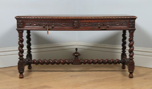 fig 2. Antique French Provincial Carved Green Man Oak Writing Table (Circa 1870)
