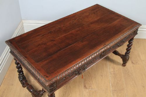 fig 3. Antique French Provincial Carved Green Man Oak Writing Table (Circa 1870)
