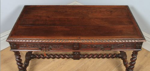 fig 5. Antique French Provincial Carved Green Man Oak Writing Table (Circa 1870)