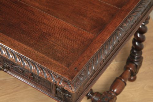 fig 6. Antique French Provincial Carved Green Man Oak Writing Table (Circa 1870)